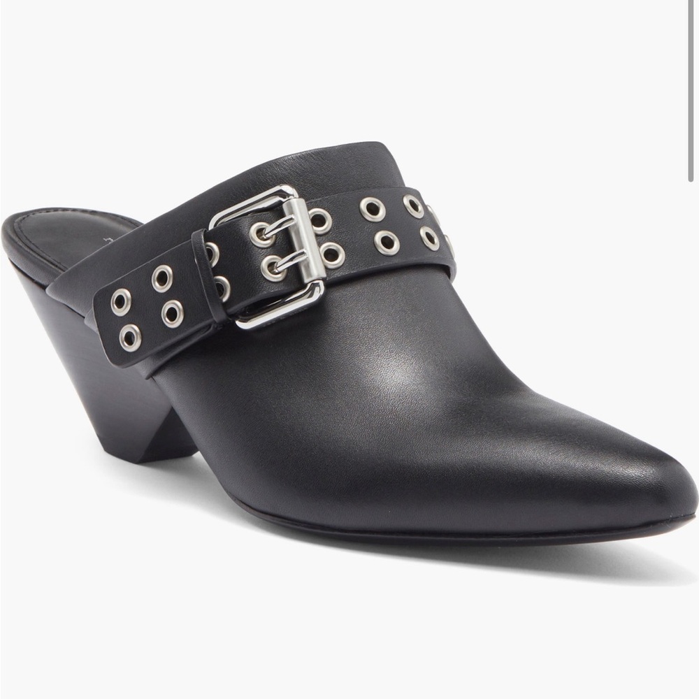 ✨SALE New Rag & Bone Black Leather Buckle Mules 38 Spire 8 38 Women Pointy